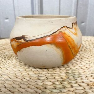 VINTAGE NEMADJI POTTERY VASE ~ MULTICOLOR SWIRLS